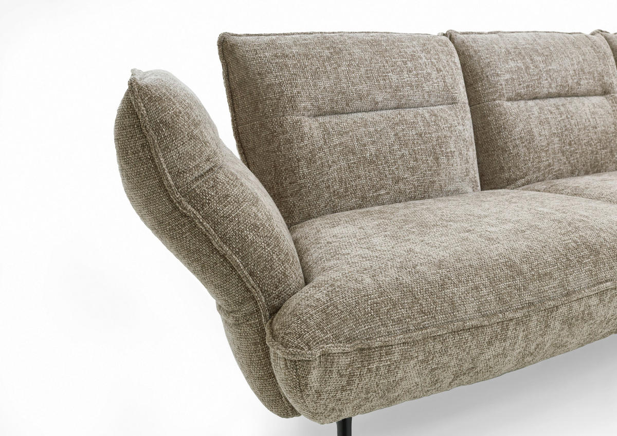 ECKSOFA in Flachgewebe Taupe  - Taupe/Schwarz, Design, Textil/Metall (339/153cm) - Moderano