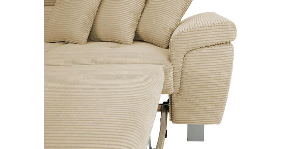 ECKSOFA inkl. Funktionen Creme Cord  - Silberfarben/Creme, Design, Textil/Metall (226/257cm) - Xora