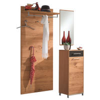 GARDEROBE 3-teilig  in 135/195/37 cm  - Eichefarben/Anthrazit, Design, Glas/Holz (135/195/37cm)