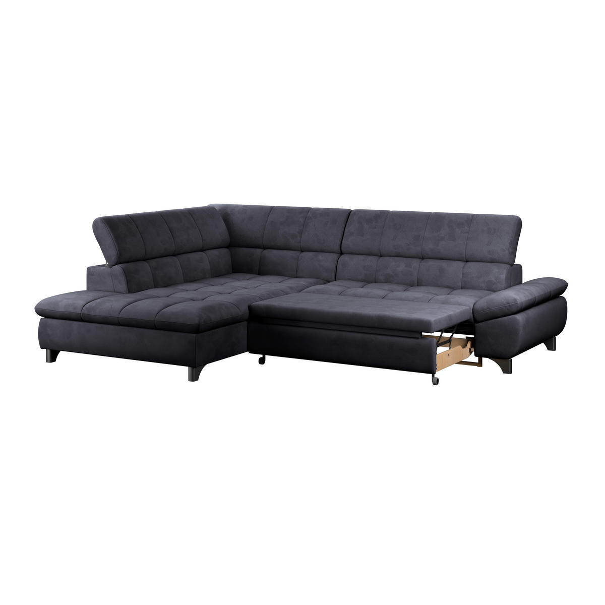 ECKSOFA Dunkelblau Chenille  - Chromfarben/Dunkelblau, KONVENTIONELL, Textil/Metall (234/312cm) - Livetastic