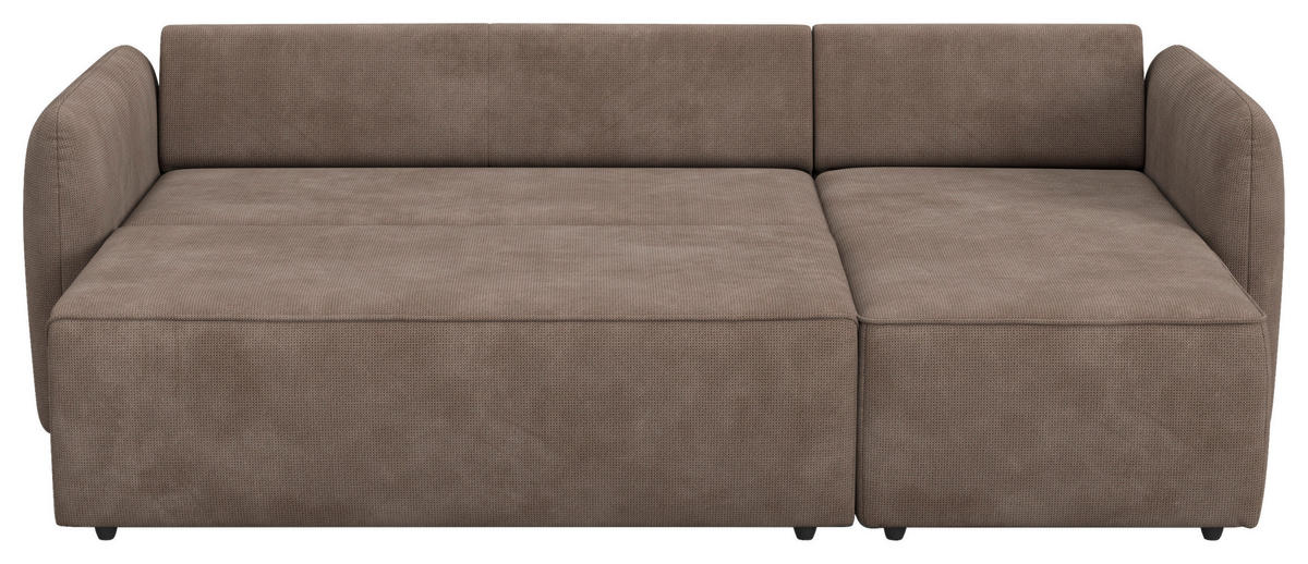 ECKSOFA Chenille Taupe  - Taupe/Schwarz, Trend, Kunststoff/Textil (239/170cm) - MID.YOU
