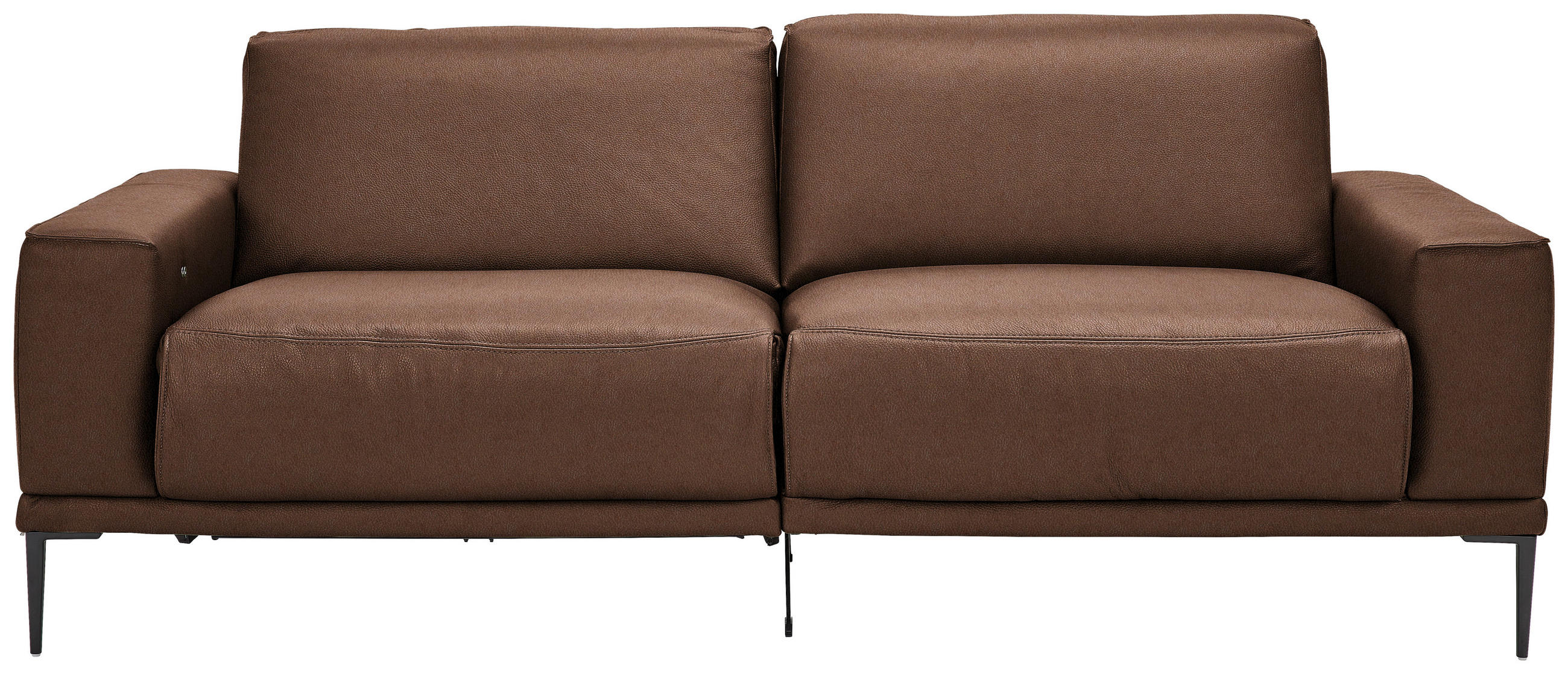 2,5-SITZER in Echtleder Braun  - Schwarz/Braun, Design, Leder/Metall (200/102/92cm) - Johann Jakob