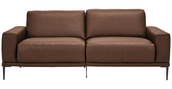 2,5-SITZER in Leder Braun - Schwarz/Braun, Design, Leder/Metall (200/102/92cm) - Johann Jakob