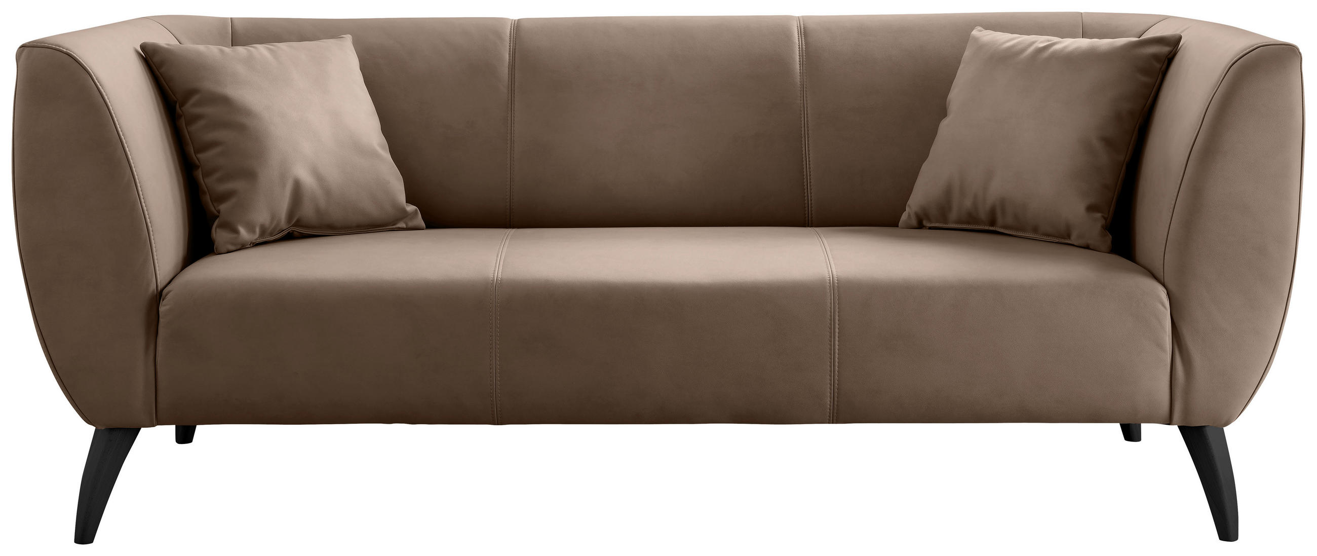 3-SITZER-SOFA Lederlook Braun  - Schwarz/Braun, MODERN, Holz/Textil (208/83/88cm) - Livetastic