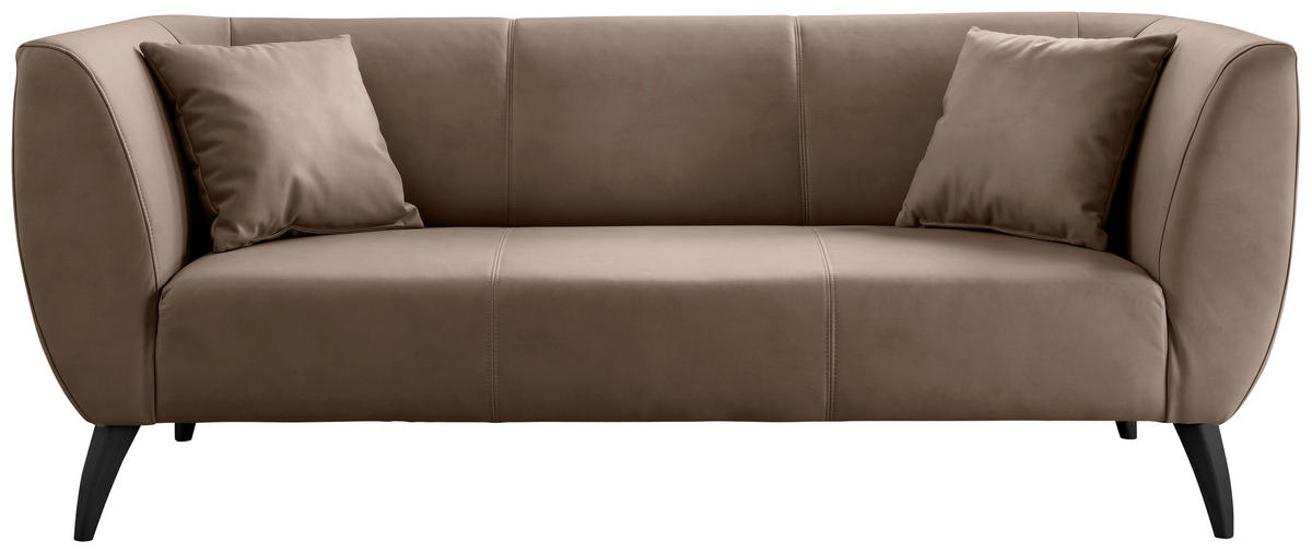 3-SITZER-SOFA Lederlook Braun  - Schwarz/Braun, MODERN, Holz/Textil (208/83/88cm) - Livetastic