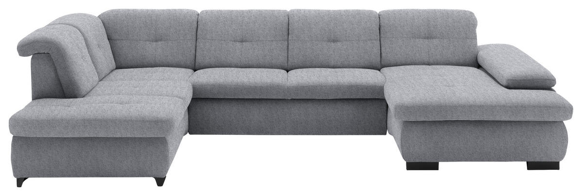 WOHNLANDSCHAFT in Webstoff Grau  - Schwarz/Grau, Design, Textil/Metall (210/337/174cm) - Beldomo Style