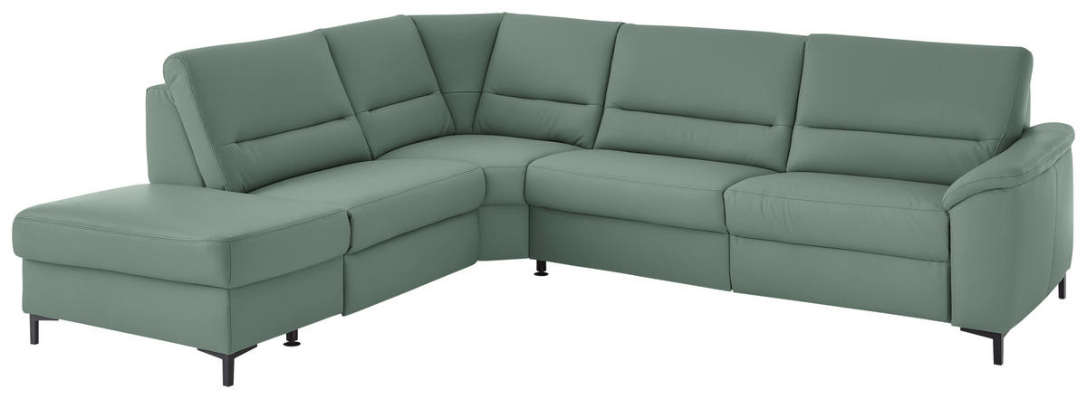 ECKSOFA  in Echtleder Opal  249/290 cm  - Opal/Schwarz, KONVENTIONELL, Leder/Metall (249/290cm) - Beldomo Premium