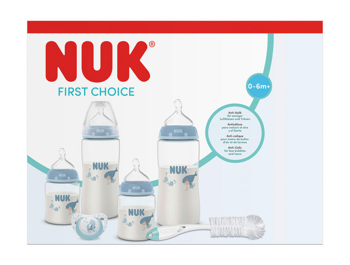 FLÄSCHCHENSET First Choice 8-teilig  - Pastellblau, Basics, Kunststoff (7,3/33,6/25,4cm) - NUK