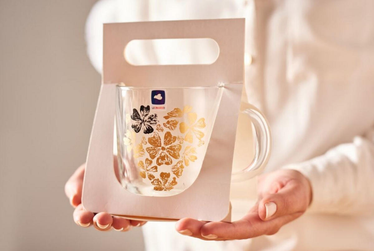 TASSE 400 ml  - Klar/Goldfarben, Basics, Glas (14/15/8,7cm) - Leonardo