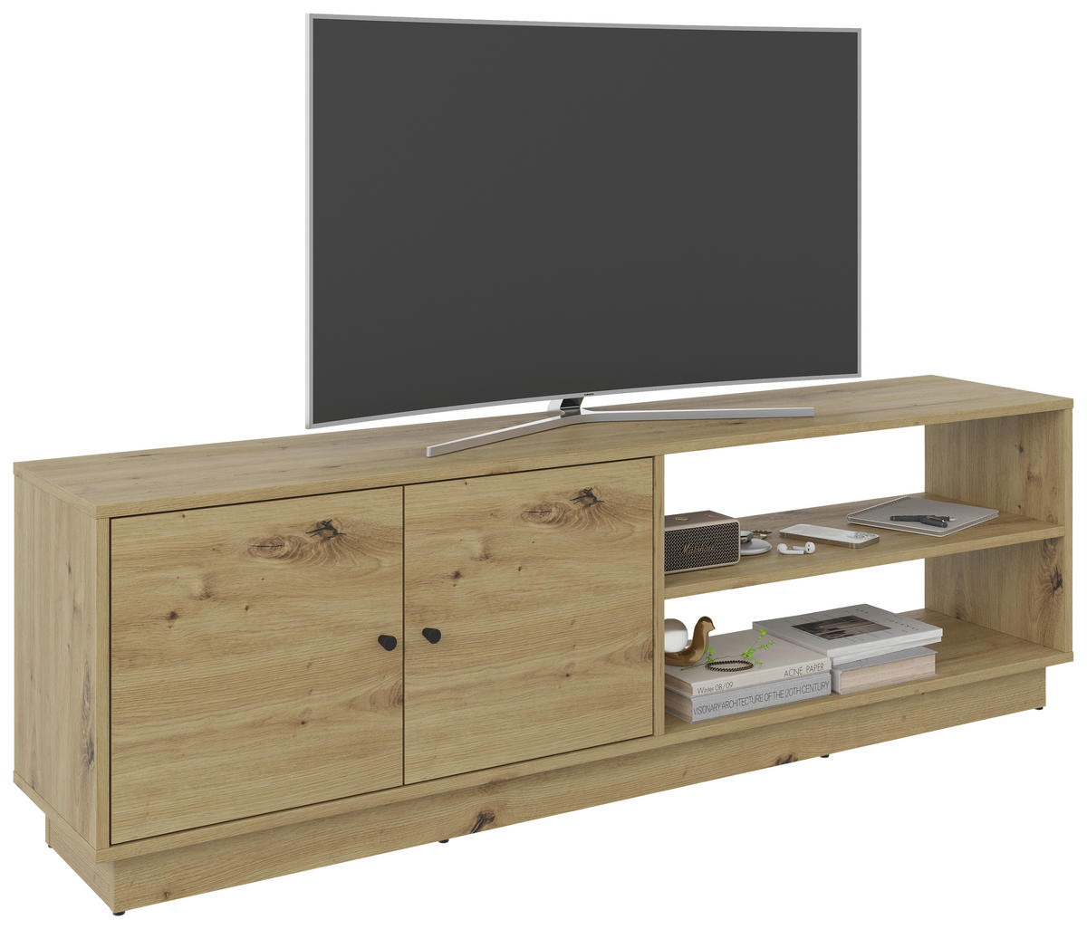 COMODĂ TV 161/50/33,5 cm  - stejar Artisan/antracit, Basics, plastic/material pe bază de lemn (161/50/33,5cm) - Boxxx