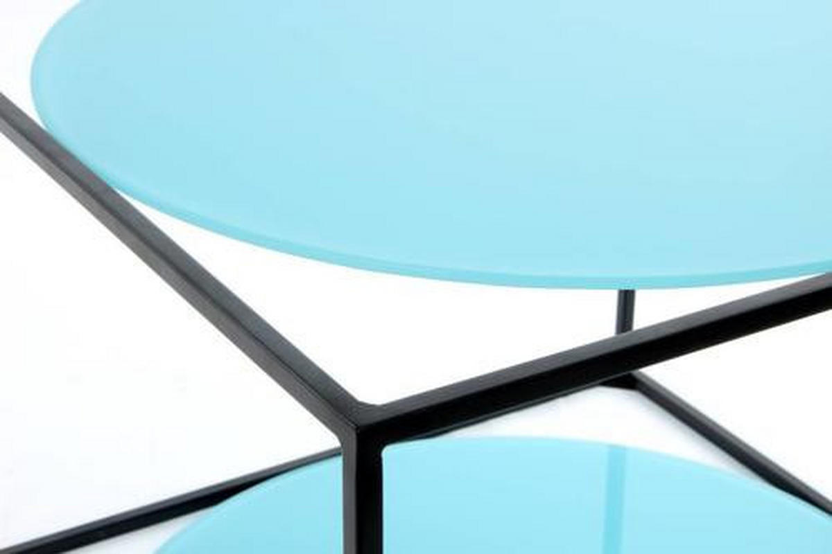 BEISTELLTISCH in Metall, Glas 50/50/36 cm  - Blau/Schwarz, Basics, Glas/Metall (50/50/36cm) - Kayoom