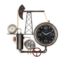 WANDUHR Ölförderturm Schwarz, Silberfarben 55/56/8 cm  - Silberfarben/Schwarz, LIFESTYLE, Kunststoff/Metall (55/56/8cm)