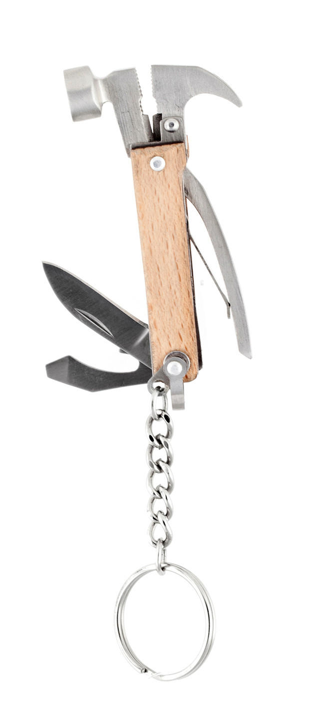 PŘÍVĚSEK NA KLÍČE - barvy stříbra/barvy buku, Konvenční, kov/dřevo (13/3,5/2cm) - Kikkerland
