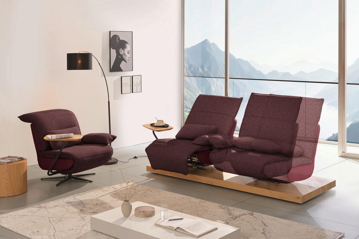 SESSEL Flachgewebe, Mikrofaser Bordeaux  - Bordeaux/Schwarz, Design, Textil/Metall (84/65/91cm) - Koinor