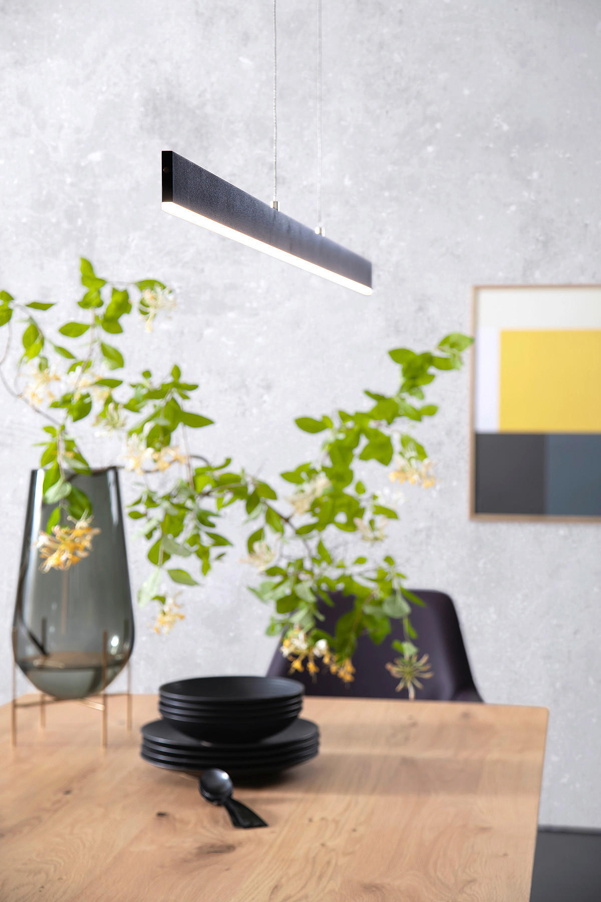 LED-HÄNGELEUCHTE Straight 140/90-150 cm   - Schwarz/Nickelfarben, Basics, Metall (140/90-150cm) - Schöner Wohnen