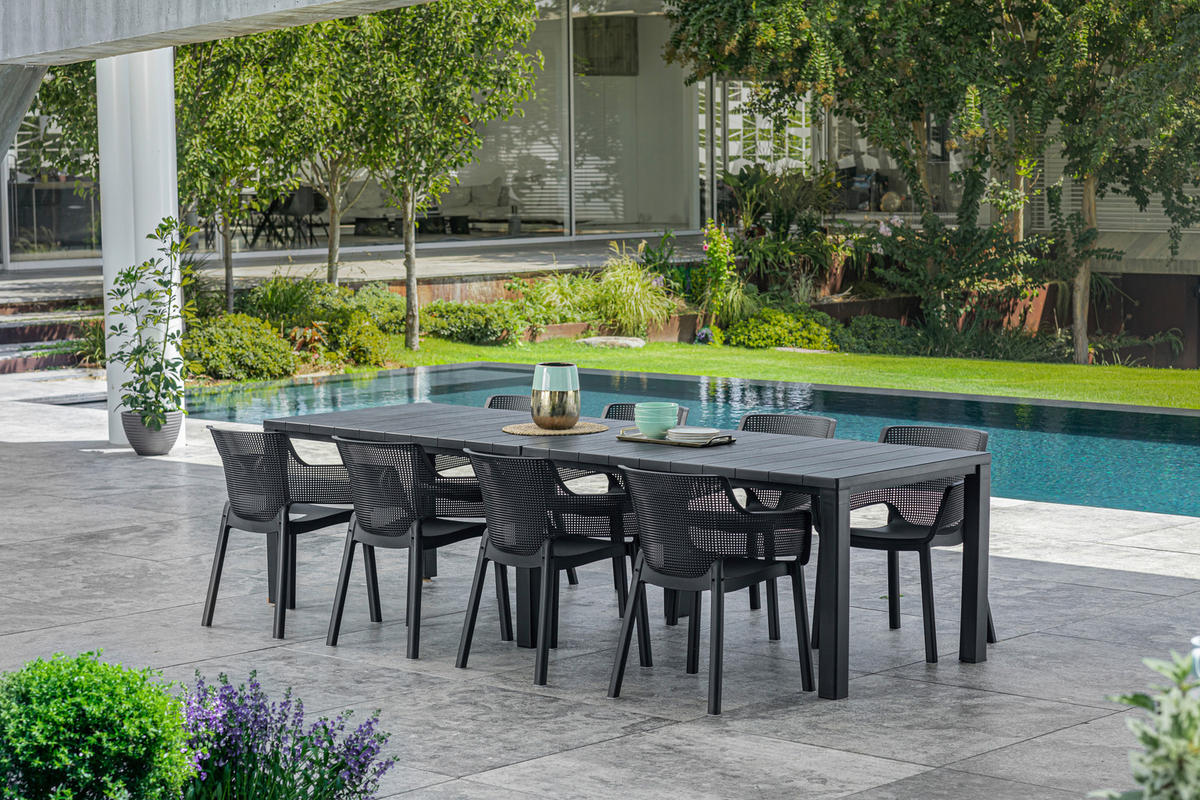 GARTENTISCH Kunststoff rechteckig  - Graphitfarben, KONVENTIONELL, Kunststoff (292.9/75/89.4cm) - Keter