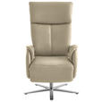 RELAXSESSEL in Leder Ecru  - Ecru/Edelstahlfarben, Design, Leder/Metall (70/124/85cm) - Cantus