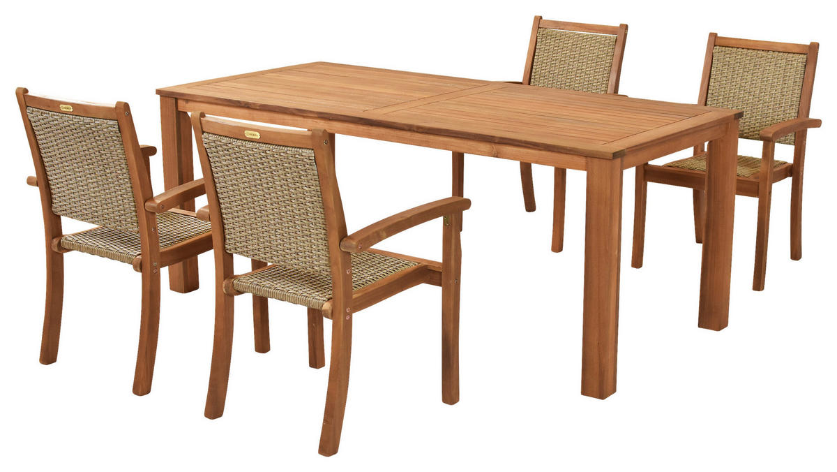 GARTENSET 5-teilig  - Naturfarben, MODERN, Holz/Kunststoff - Gardenson
