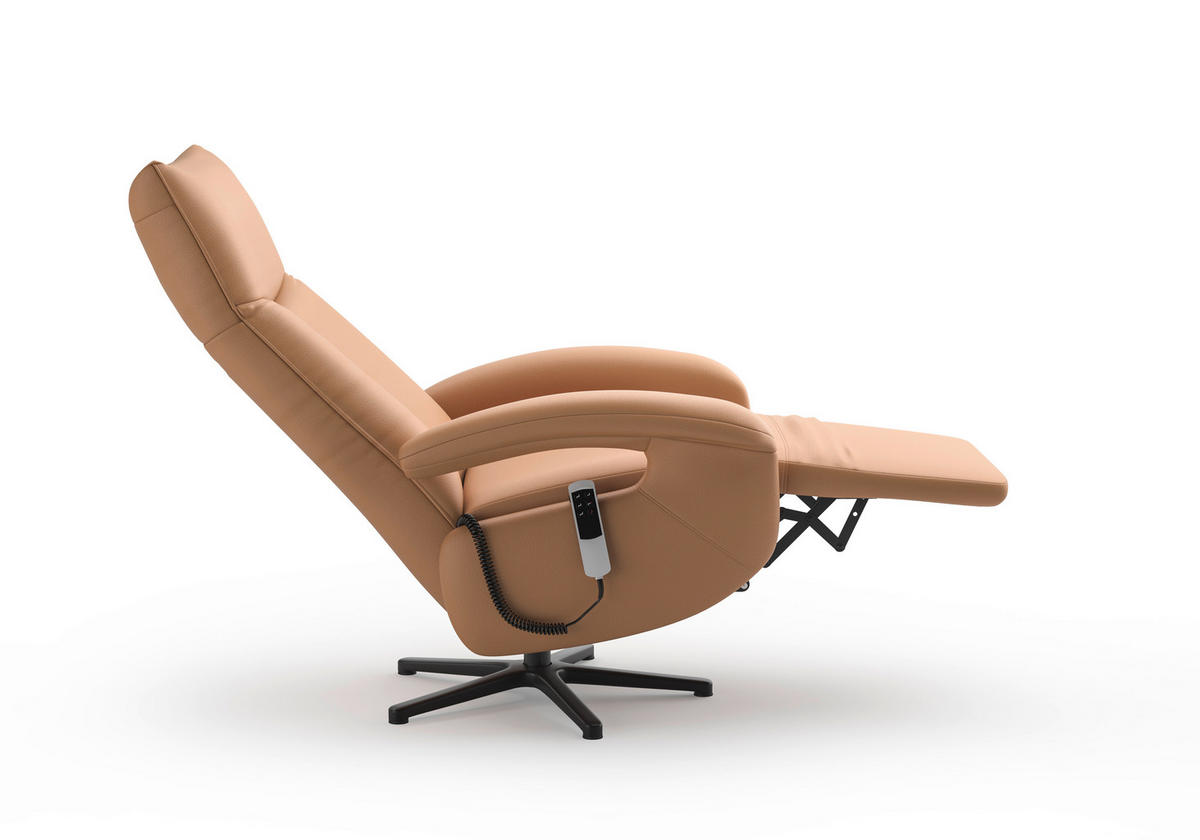 SESSEL in Echtleder Cappuccino  - Schwarz/Cappuccino, Konventionell, Leder/Metall (74/112/82cm) - Sit & More