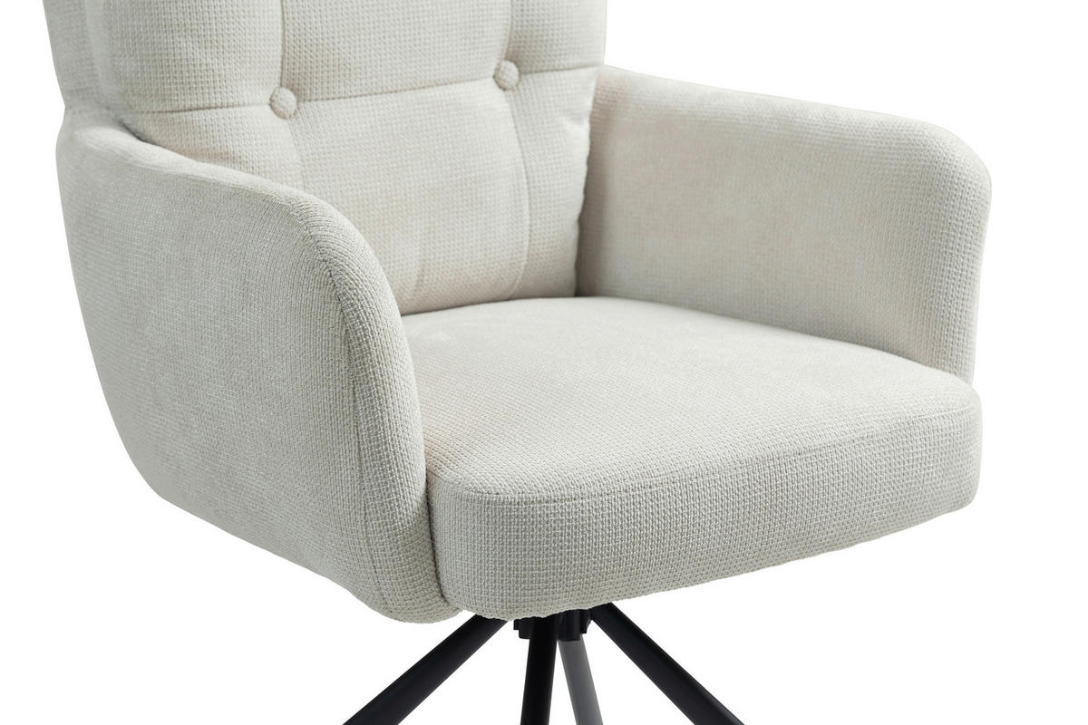 ARMLEHNSTUHL  in Eisen  - Creme/Schwarz, KONVENTIONELL, Textil/Metall (60/95/67cm) - MID.YOU