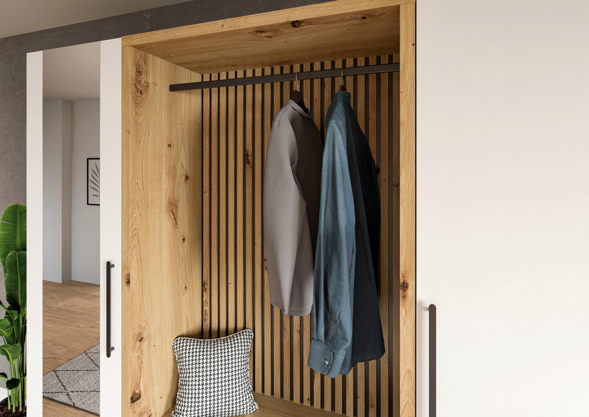 GARDEROBE  in 216/200/47 cm  - Weiß/Eiche Artisan, MODERN, Glas/Holzwerkstoff (216/200/47cm) - Voleo
