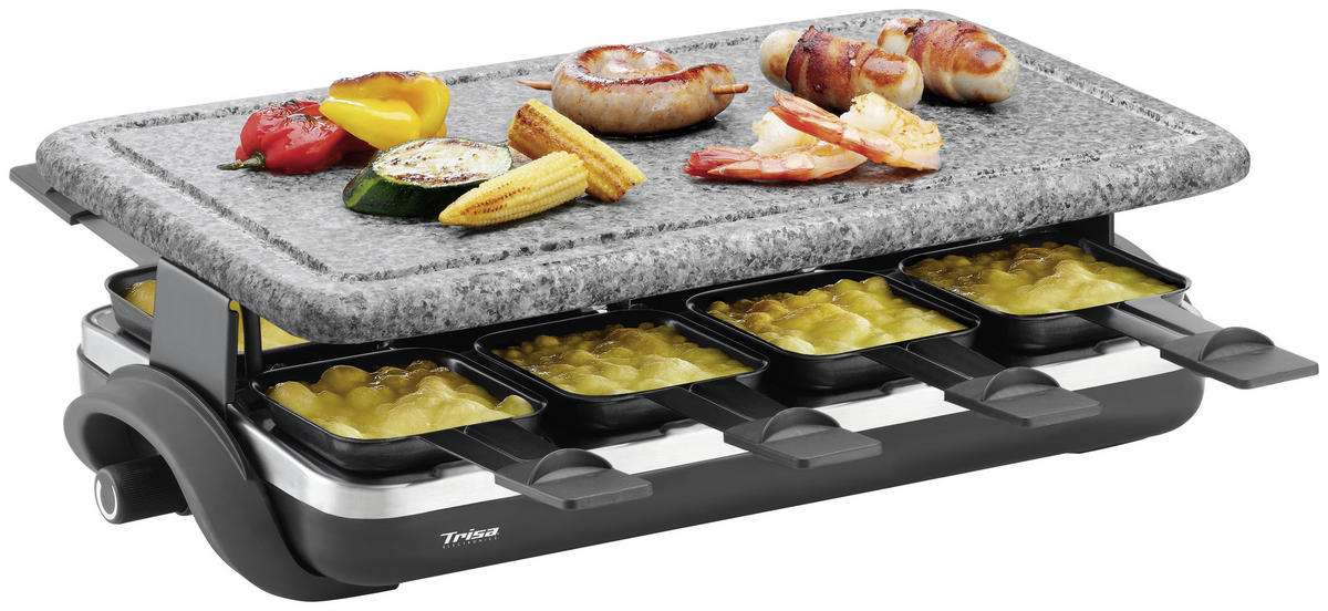 RACLETTE-GRILL  - Schwarz/Grau, Design, Kunststoff/Stein (45,5/27/15,5cm) - Trisa Electronics
