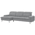 ECKSOFA in Chenille Grau  - Schwarz/Grau, LIFESTYLE, Textil/Metall (180/310cm) - Valnatura