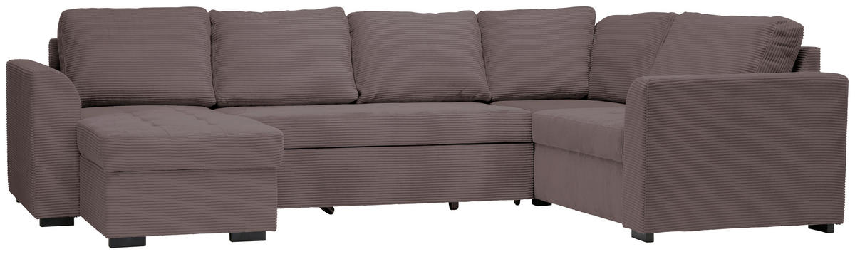 WOHNLANDSCHAFT in Cord, Velours Braun  - Schwarz/Braun, Design, Kunststoff/Textil (160/311/205cm) - Xora