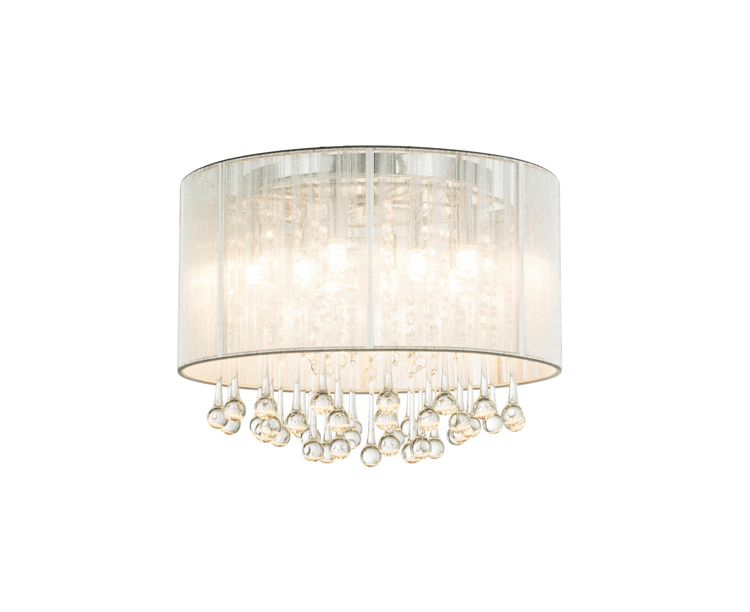 LED-DECKENLEUCHTE 40/29 cm   - Silberfarben, LIFESTYLE, Glas/Textil (40/29cm) - Globo