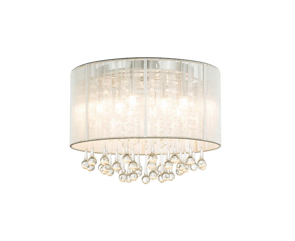 LED-DECKENLEUCHTE 40/29 cm   - Silberfarben, LIFESTYLE, Glas/Textil (40/29cm) - Globo