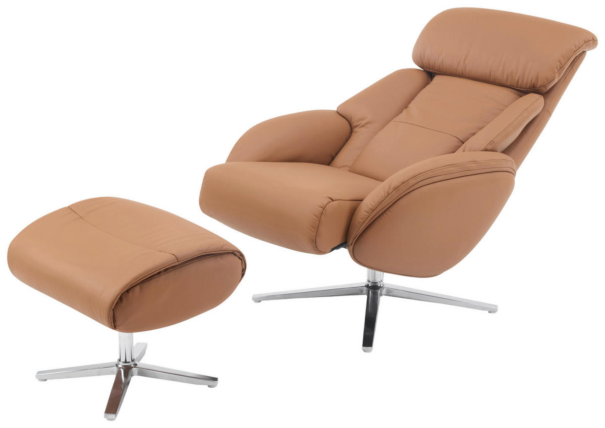 MASSAGESESSEL in Lederlook Braun  - Silberfarben/Braun, Design, Leder/Textil (76/111/87cm) - Livetastic