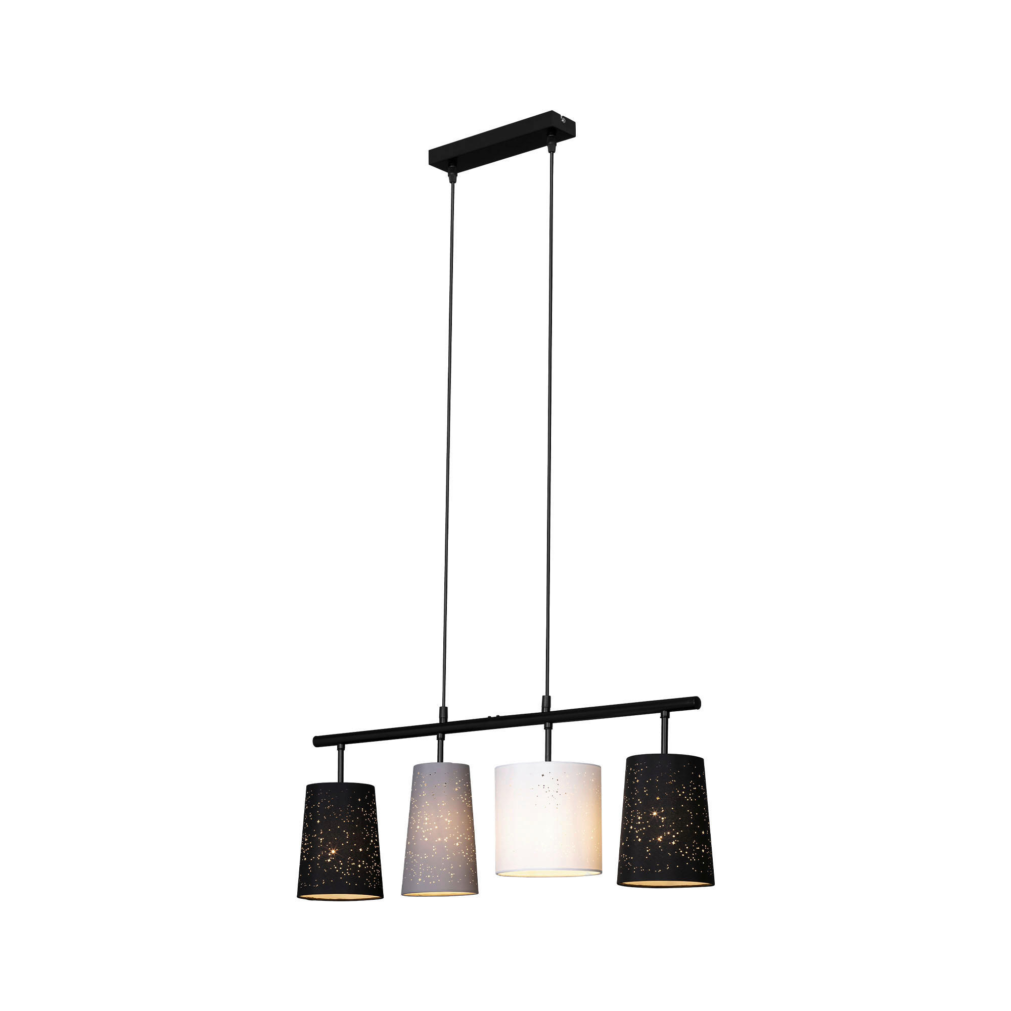 HÄNGELEUCHTE Shades 74/120 cm   - Schwarz/Weiß, Trend, Textil/Metall (74/120cm) - Briloner