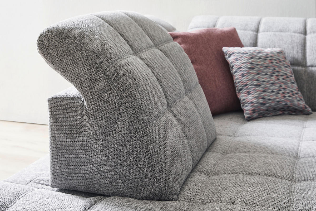 ECKSOFA Grau Webstoff  - Schwarz/Grau, Design, Holz/Textil (216/302cm) - Xora