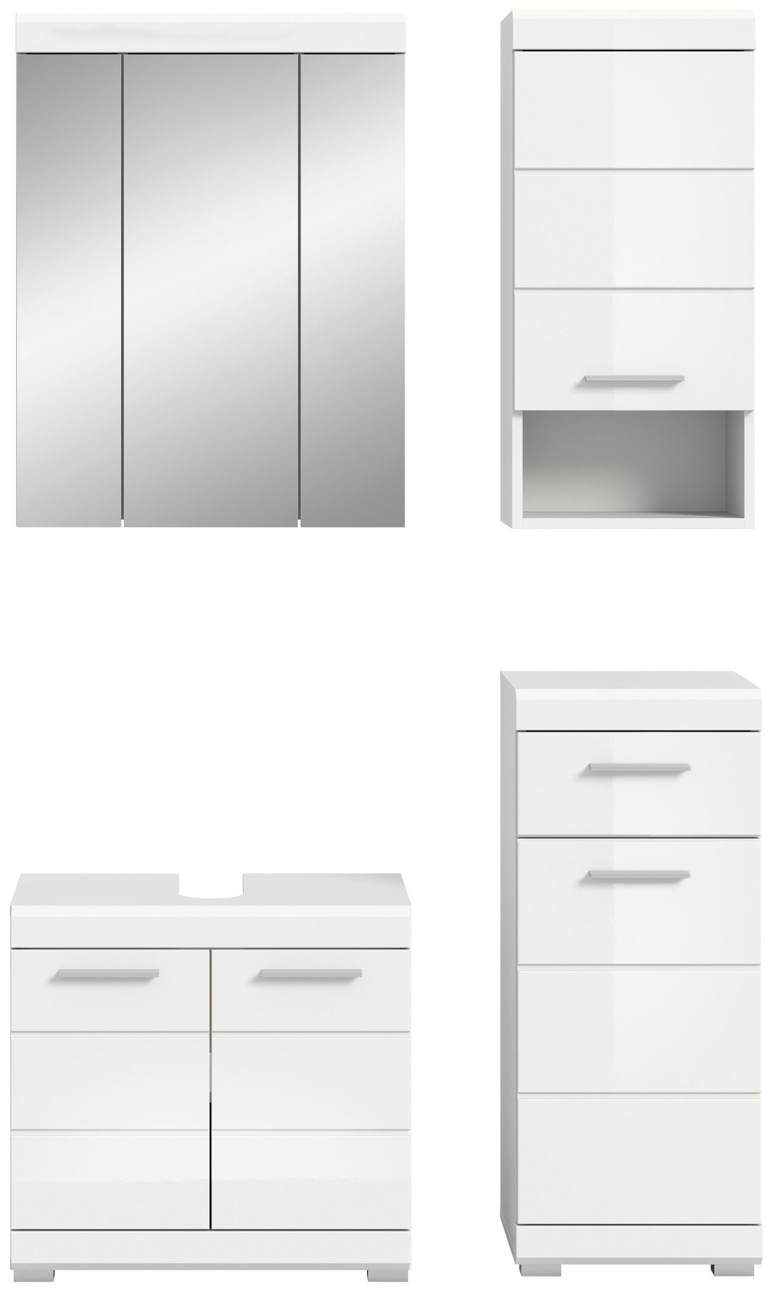 Thumbnail - Mid.you Badezimmer, Weiß Hochglanz, Kunststoff, 4-teilig, 9 Fächer, 1 Schubladen, 97 cm, FSC Mix, stehend, Badezimmer, B...