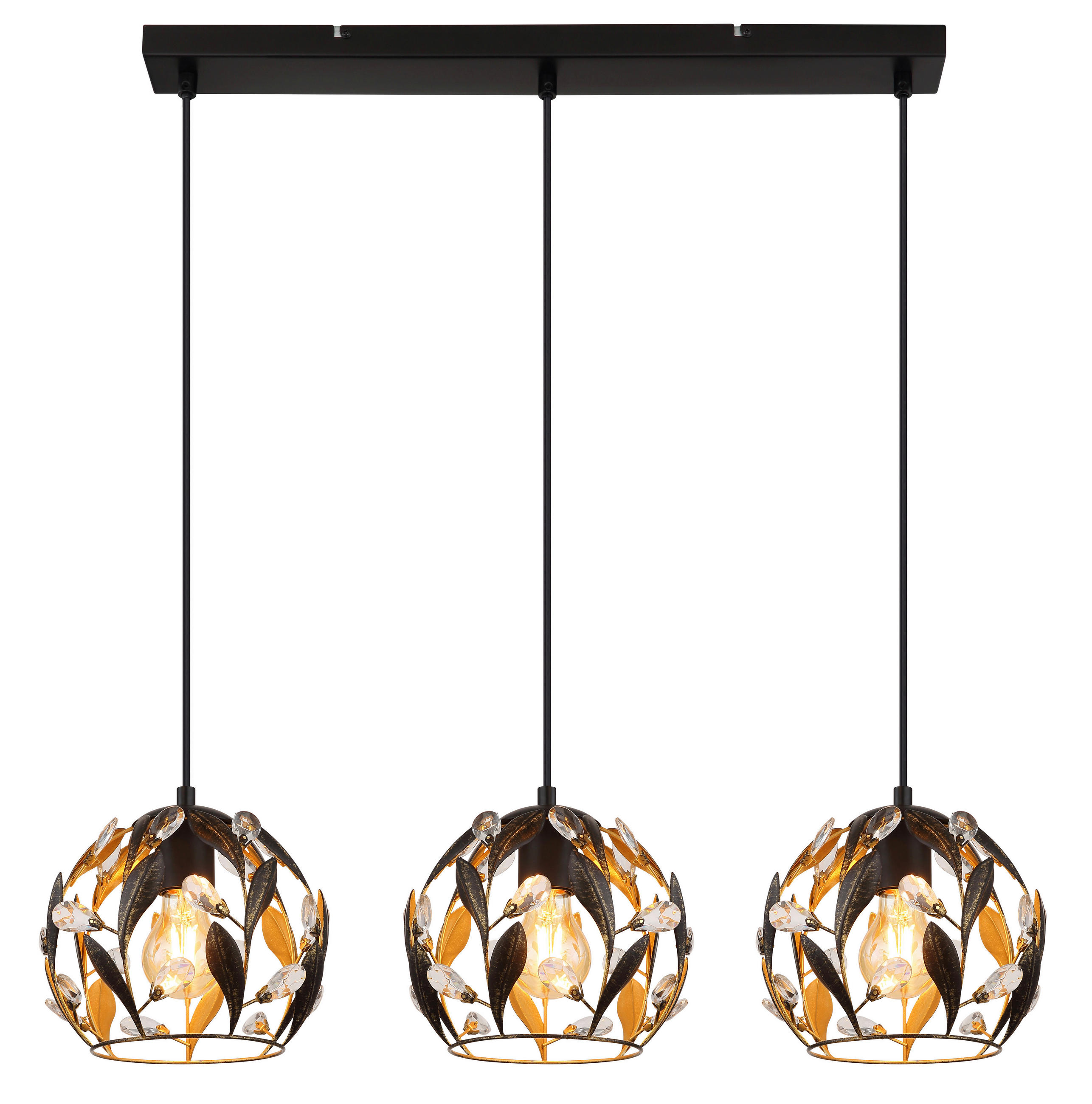 HÄNGLAMPA MIKA 74/20/150 cm  - klar/svart, Basics, metall/plast (74/20/150cm) - Globo
