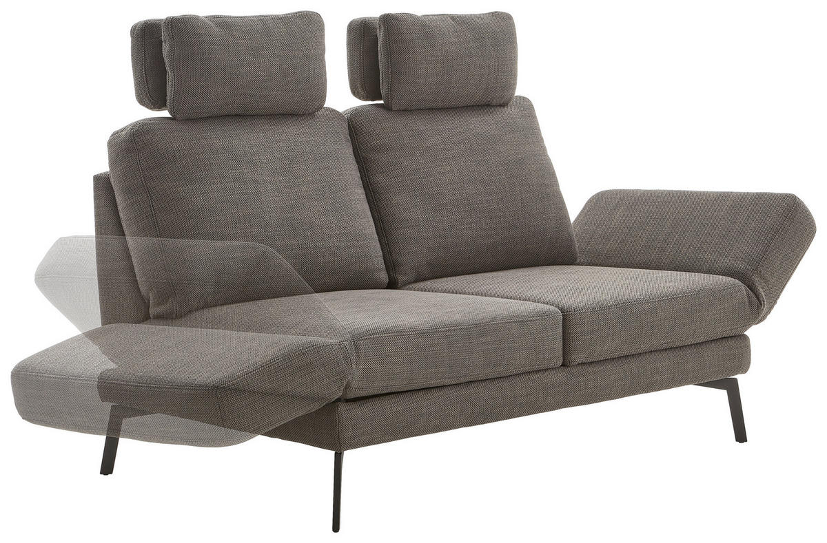 2-SITZER-SOFA Flachgewebe Schwarz  - Schwarz, KONVENTIONELL, Textil/Metall (170-218/87/93-141cm) - Hom`in