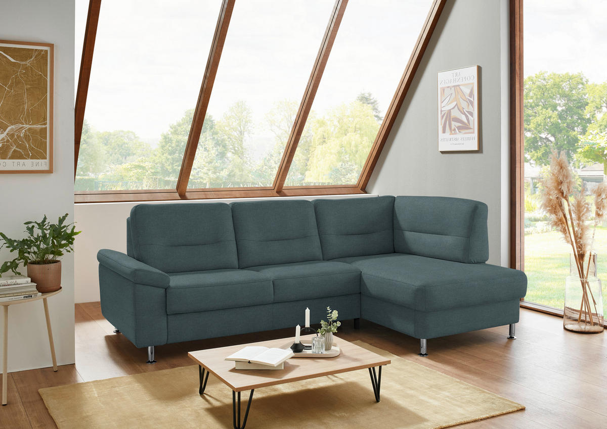 ECKSOFA Flachgewebe Dunkelgrau  - Dunkelgrau/Alufarben, Konventionell, Textil/Metall (244/160cm) - Beldomo Comfort