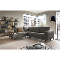 ECKSOFA in Webstoff Dunkelgrau  - Dunkelgrau/Eschefarben, Modern, Holz/Textil (260/90/204cm) - Trendmanufaktur