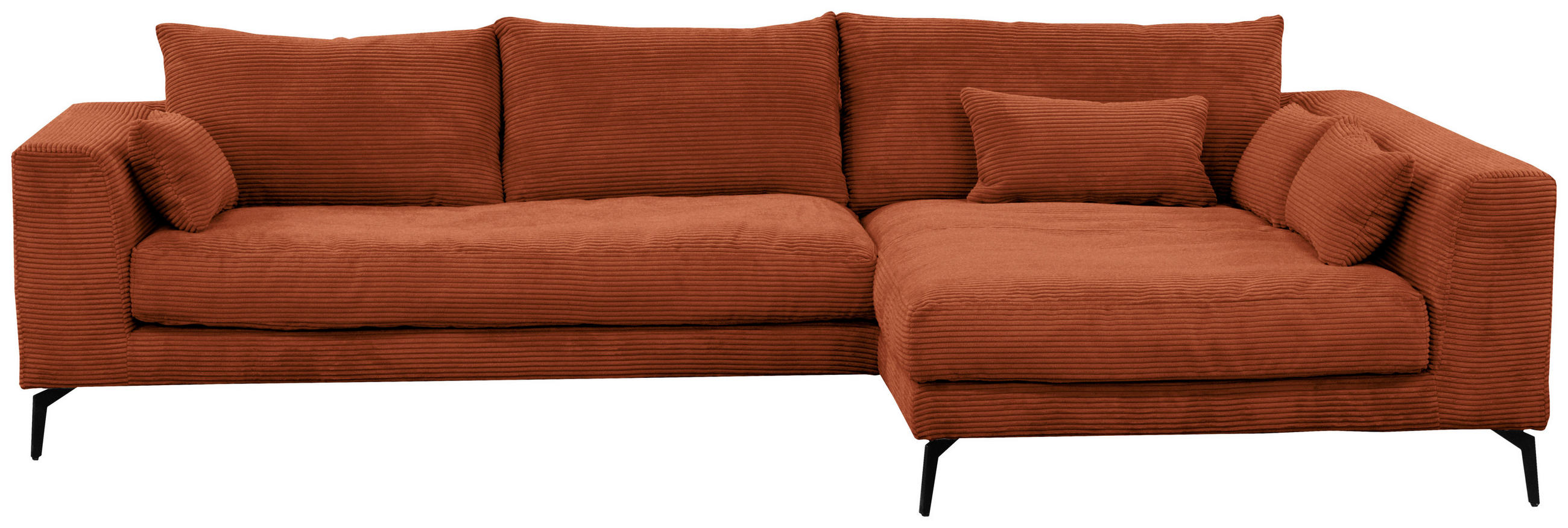 ECKSOFA Kupferfarben Cord  - Schwarz/Kupferfarben, Design, Textil/Metall (313/172cm) - Livetastic