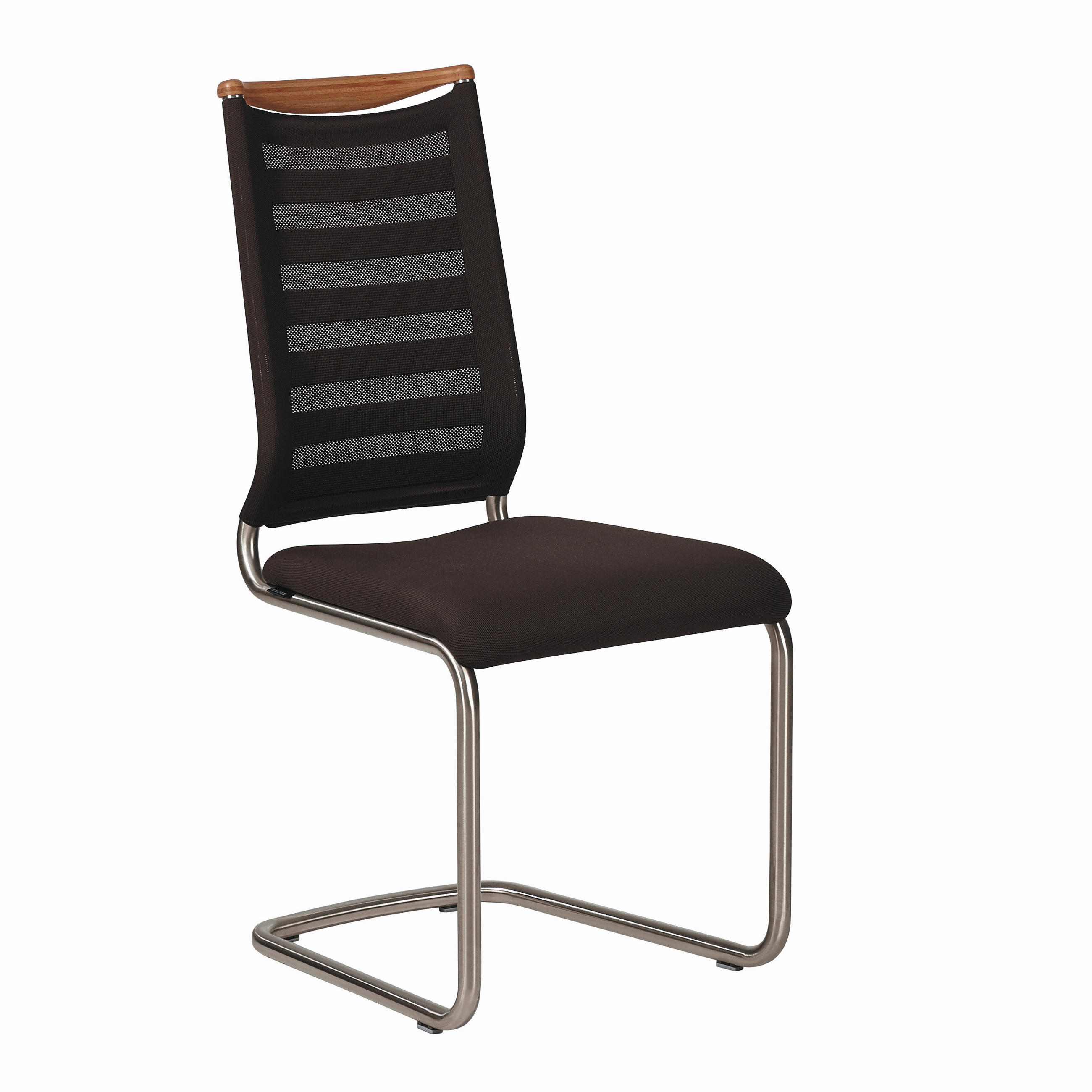 SCHWINGSTUHL  in Flachgewebe, Netz  - Edelstahlfarben/Dunkelbraun, Design, Holz/Textil (47/99/59cm) - Venjakob