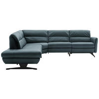 ECKSOFA in Echtleder Blaugrau  258/286 cm  - Blaugrau/Schwarz, Design, Leder/Metall (258/286cm) - Schöner Wohnen