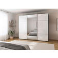 SCHWEBETÜRENSCHRANK 301/223/68 cm 3-türig Schwarz, Weiß  - Alufarben/Schwarz, KONVENTIONELL, Glas/Holzwerkstoff (301/223/68cm) - Novel
