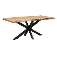 JEDÁLENSKÝ STÔL, akácia, čierna, farba akácie, 180/90/76 cm - čierna/farba akácie, Modern, kov/drevo (180/90/76cm) - P & B