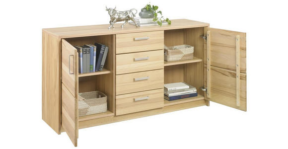 SIDEBOARD 142/77/40 cm  - Buchefarben/Nickelfarben, Natur, Holz/Holzwerkstoff (142/77/40cm) - Linea Natura