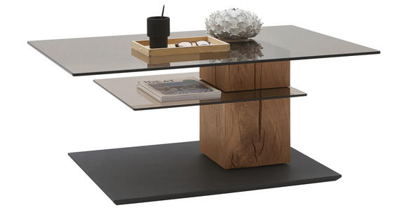 COUCHTISCH in Holz, Glas 105/70/45 cm - Eichefarben/Anthrazit, Design, Glas/Holz (105/70/45cm) - Valnatura