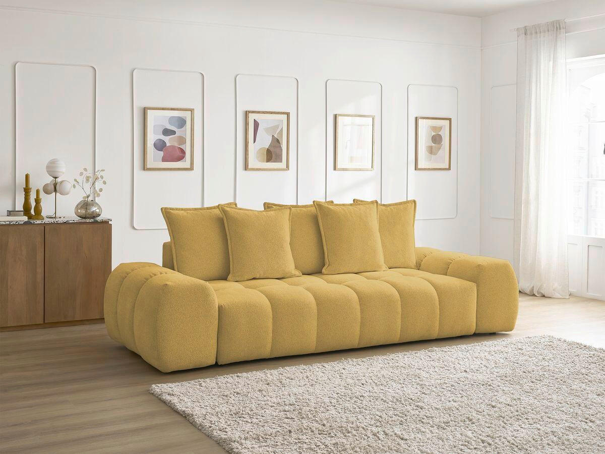 SCHLAFSOFA EVEREST  mit Armteil links, Armteil rechts Flachgewebe Gelb  - Gelb/Schwarz, MODERN, Kunststoff/Textil (278/115/90cm) - Livetastic