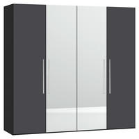 DREHTÜRENSCHRANK 203/236/59 cm 4-türig Anthrazit, Schwarz  - Edelstahlfarben/Anthrazit, Design, Glas/Holzwerkstoff (203/236/59cm) - Boxxx