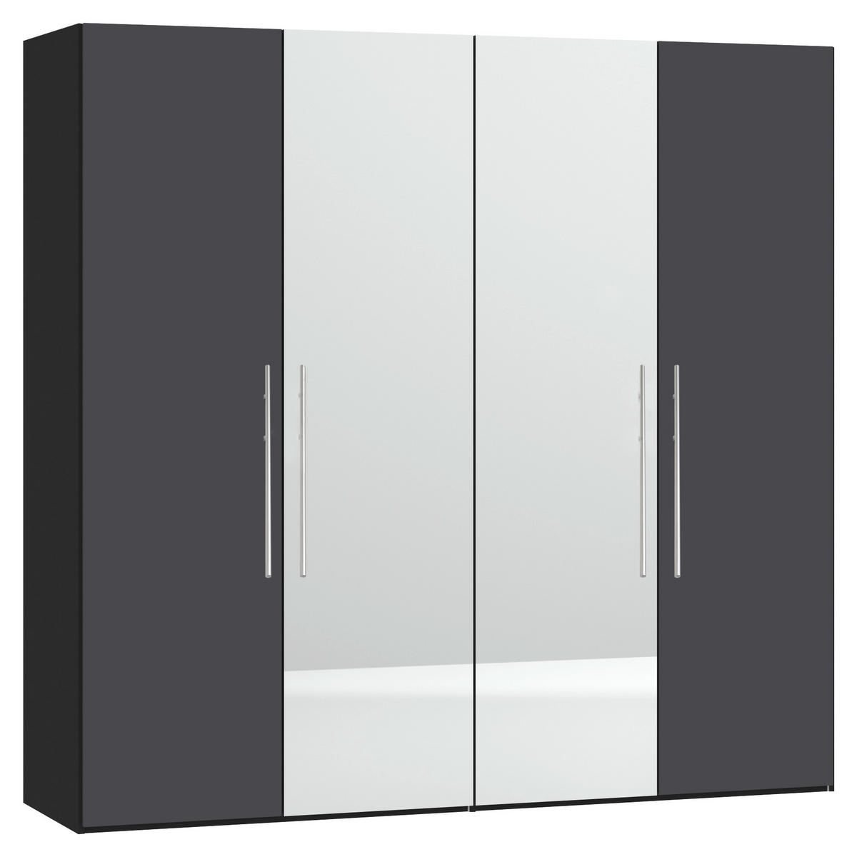 DREHTÜRENSCHRANK 203/236/59 cm 4-türig Anthrazit, Schwarz  - Edelstahlfarben/Anthrazit, Design, Glas/Holzwerkstoff (203/236/59cm) - Boxxx