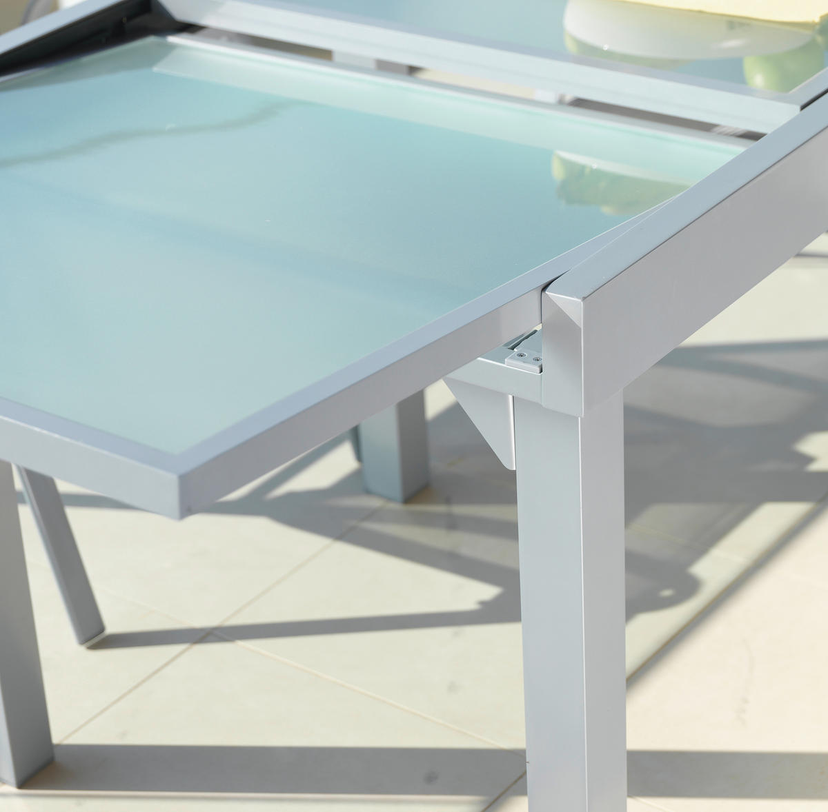 STOL VRTNI  srebrne boje  metal, staklo      - srebrne boje, Basics, staklo/metal (135-270/90/75cm) - Ambia Garden
