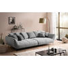 BIGSOFA TRITON Flachgewebe Hellgrau  - Hellgrau/Schwarz, Design, Textil/Metall (311/95/130cm) - Livetastic
